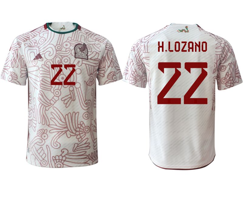 Men 2022 World Cup National Team Mexico away aaa version white #22 Soccer Jerseys->mexico jersey->Soccer Country Jersey